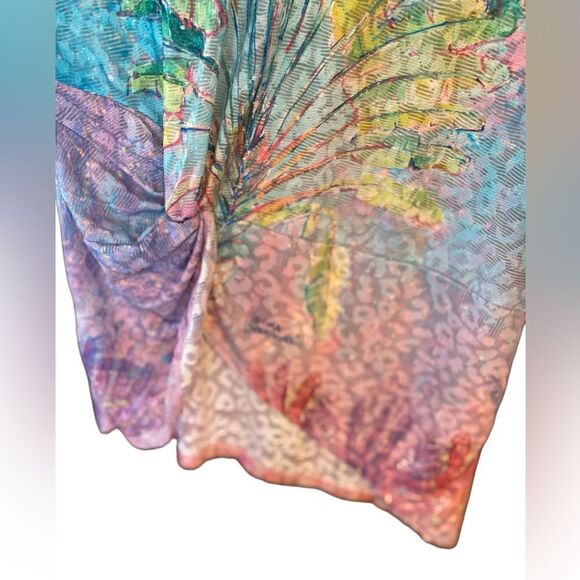 Leoma Lovegrove Sz M Blue Florida Travelers Palm Tree Shirt Sleeve Summer TShirt - Picture 4 of 6